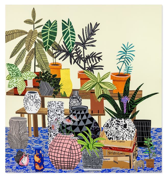 Jonas Wood, Two Tables with Floral Pattern, 2013